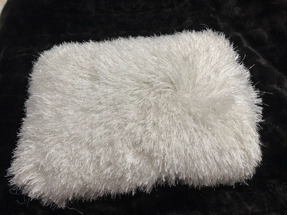 Mina Victory  Shag Pillow Cover Feathery  White lumbar New